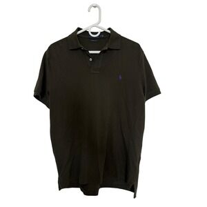 Polo Ralph Lauren Mens Custom Slim Fit Polo Shirt Dark Green Purple Pony Large